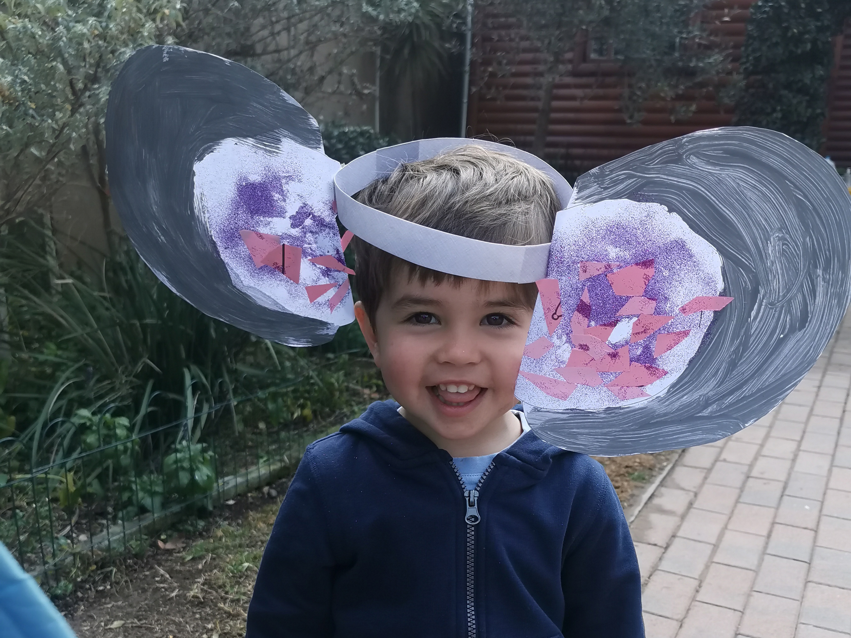 Boy with Elepant ear craft