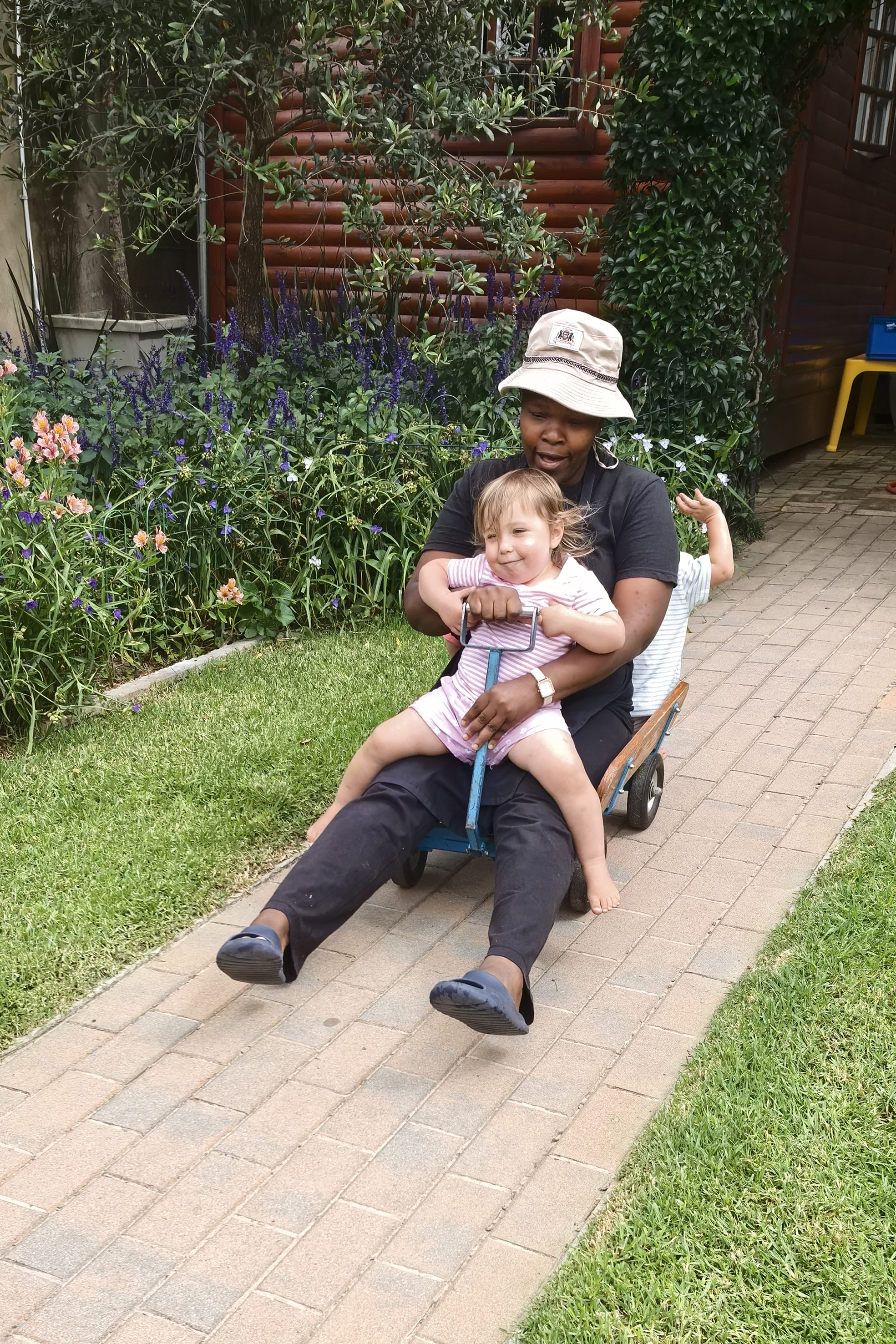 Assistant doing wagon rides