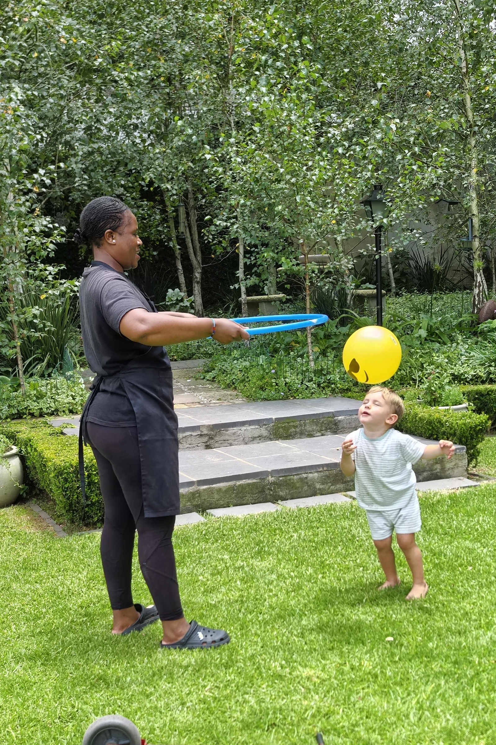 assistant playing hoops